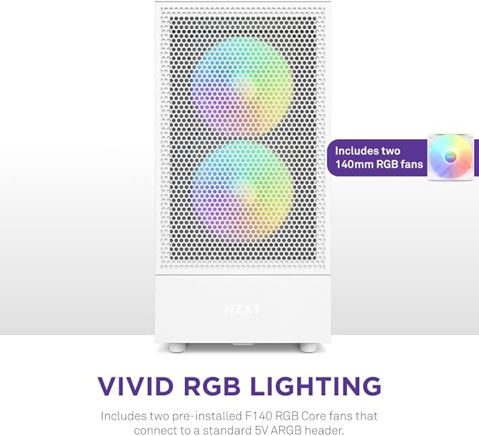 NZXT H5 Flow Edition ATX Mid Tower RGB Case White NZXT H5 Flow Edition ATX Mid Tower RGB Case White